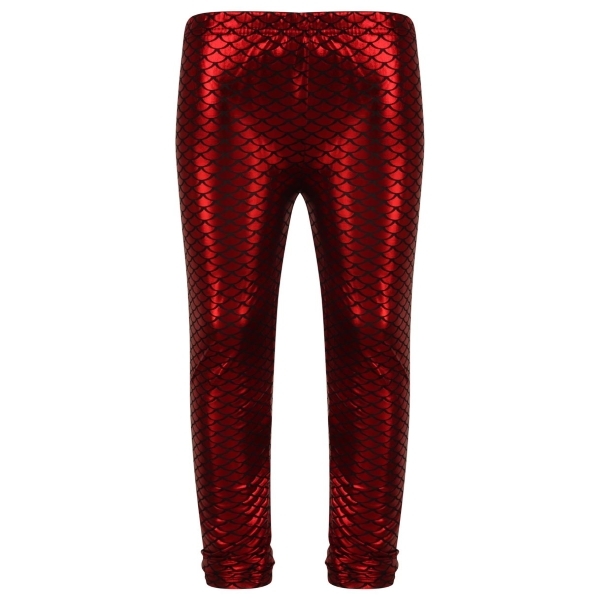 Girls Red Wet Look Leggings (7-13 Years)