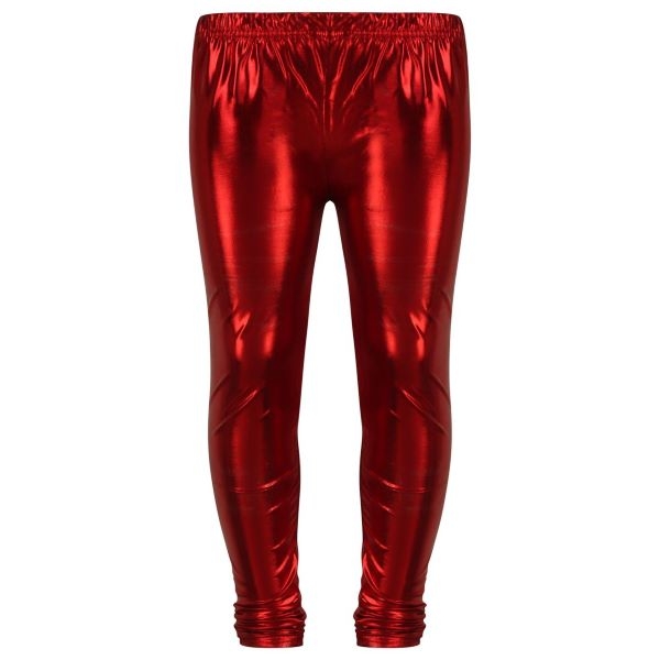 Girls Metallic Red PVC Leggings (7-13 Years)