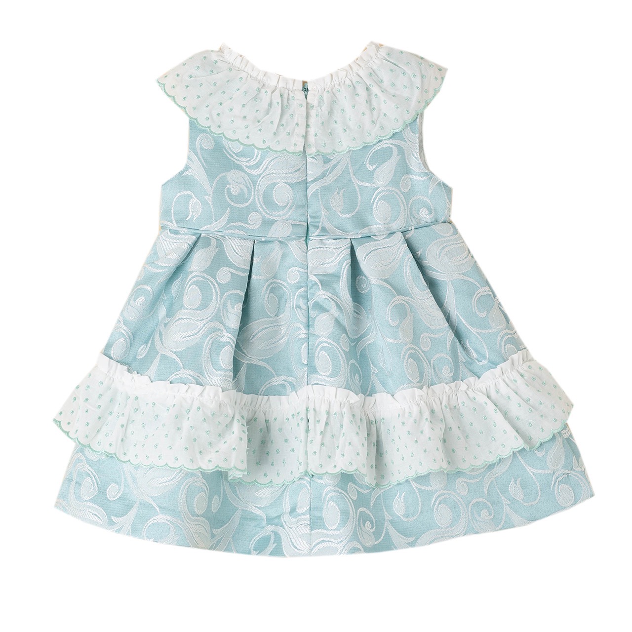 Dusty Blue Paisley Spanish Collar Dress 6-30M